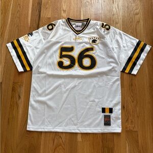 Clench Vintage 90s Y2K Oversized Football Jersey Shiny Silver Black Yellow 56 XL